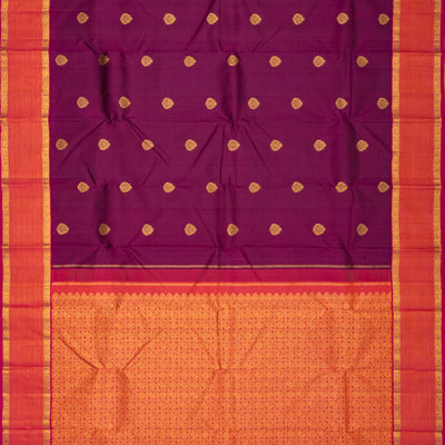 Magenta Handloom Kanchipuram Silk Saree With Floral Buttas