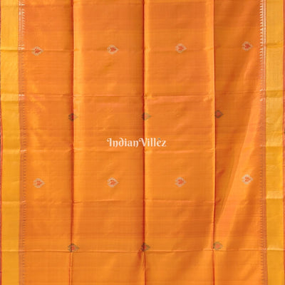 Mustard Orange Rani Handwoven Bishnupuri Silk Saree