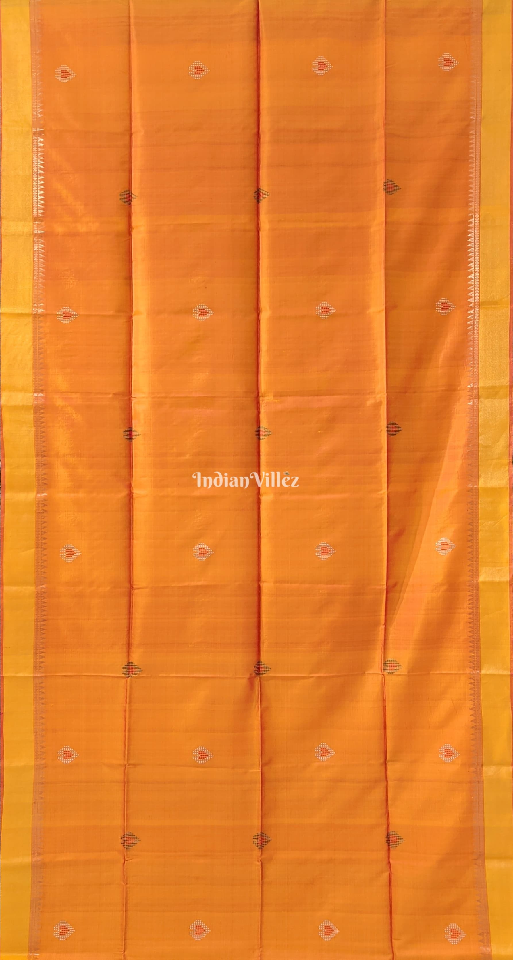 Mustard Orange Rani Handwoven Bishnupuri Silk Saree