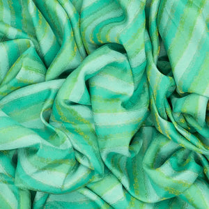 Aquamarine Mysore Crepe Silk Saree With Diagonal Stripes