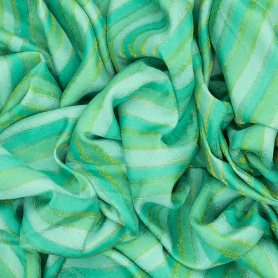 Aquamarine Mysore Crepe Silk Saree With Diagonal Stripes