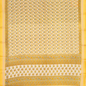 Cream Handloom Chanderi Cotton Saree With Printed Yellow Floral Motif