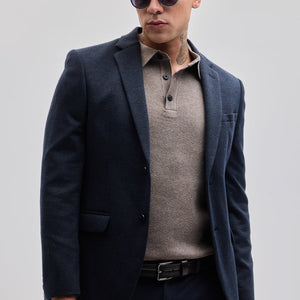 Light Brown Knitted Polo Sweater