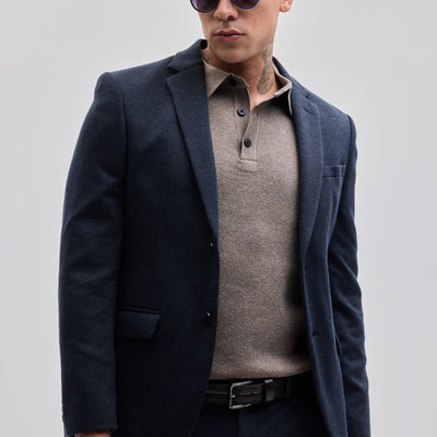 Light Brown Knitted Polo Sweater