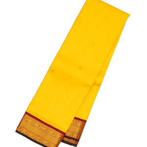 Yellow Handloom Korvai Kanchipuram Silk Saree With Annam Buttas