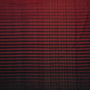 Maroon Handloom Bengal Cotton Saree With Red and Black Gradient stripes