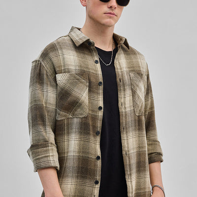 Brown Double Pocket Flannel Overshirt
