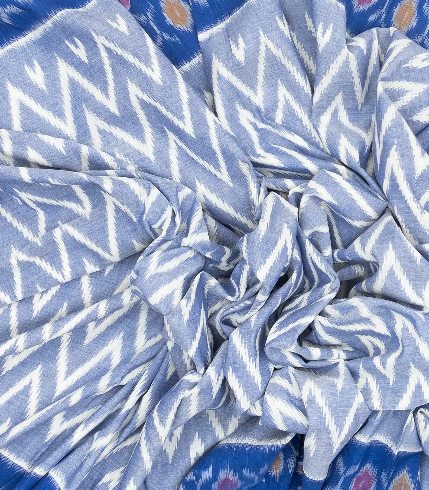 Light Blue Handloom Orissa Cotton Saree With Blue Border