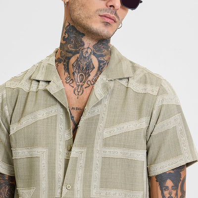 Sage Geometric Box Fit Shirt