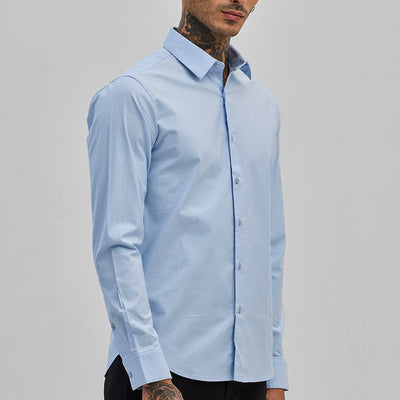 Light Blue Stretchable Slim Fit Shirt