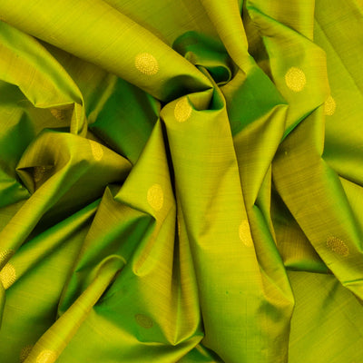 Light Green Handloom Korvai Kanchipuram Silk Saree With Magenta Border