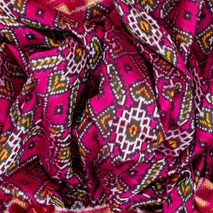 Pink Handloom Ikat Silk Saree With Tie & Dye Floral Motifs