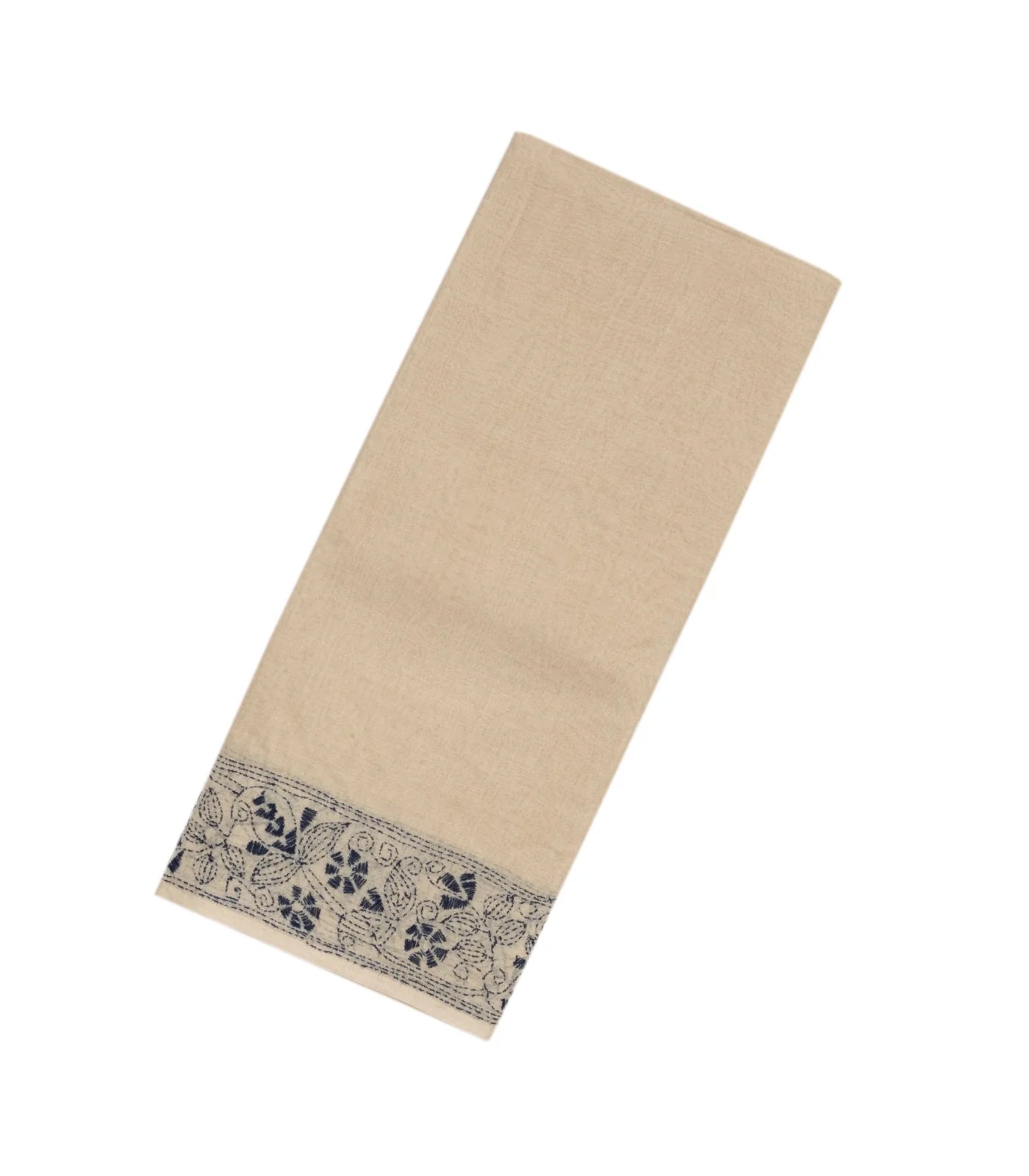 Taupe Handloom Bengal Cotton Saree With Embroidered Floral Motifs