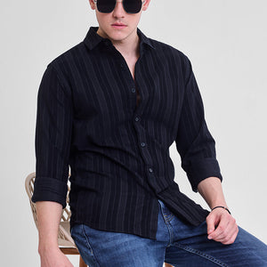 Black Corduroy Slim Fit Shirt