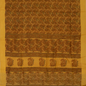 Maroon Handloom Printed Tussar Silk Saree With Paisley Motifs-Maroon