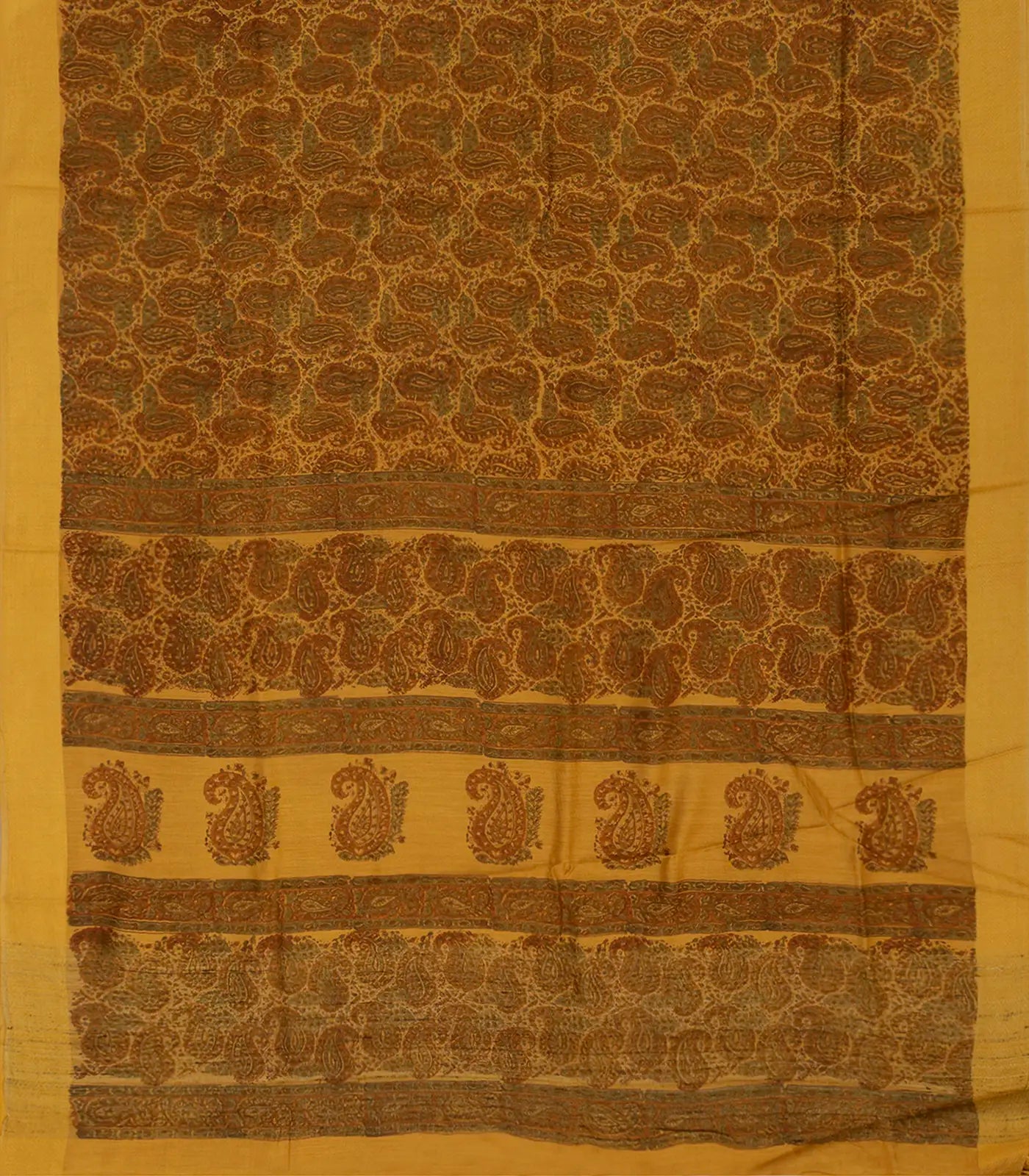 Maroon Handloom Printed Tussar Silk Saree With Paisley Motifs-Maroon