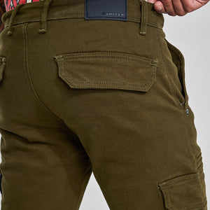 Olive Slim Fit Cargo Jeans