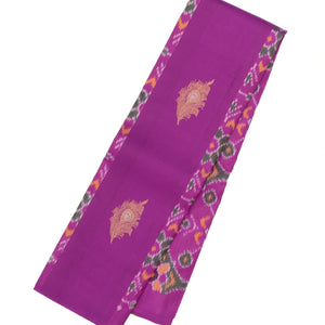 Purple Handloom Kanchipuram Silk Saree With Ikat Floral Buttas