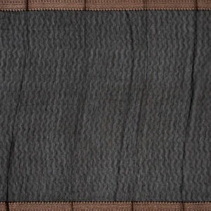 Black Woven Chanderi Printed Cotton Saree With zari Border