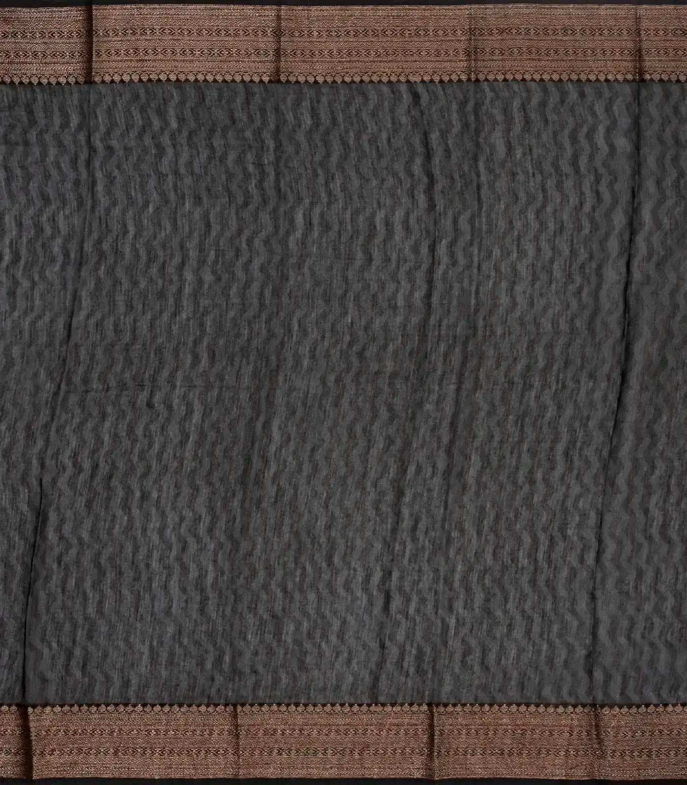 Black Woven Chanderi Printed Cotton Saree With zari Border