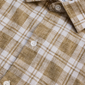 Beige Checks Linen Blend Shirt