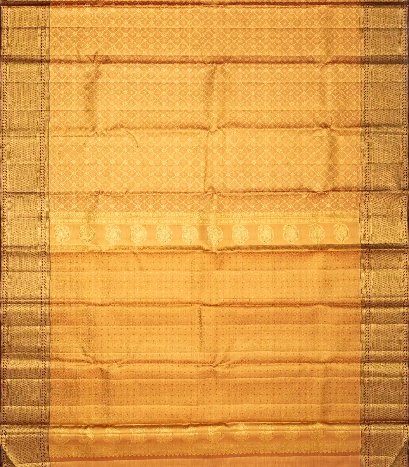 Peach Handloom Kanchipuram Tissue Silk Saree With Floral Motifs