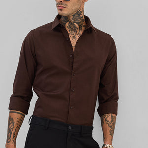 Dark Brown Stretchable Slim Fit Shirt