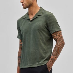 Olive Textured Cuban T-Shirt