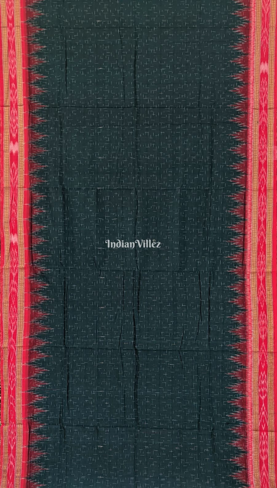 Bottle Green Maniabandha Odisha Ikat Cotton Saree