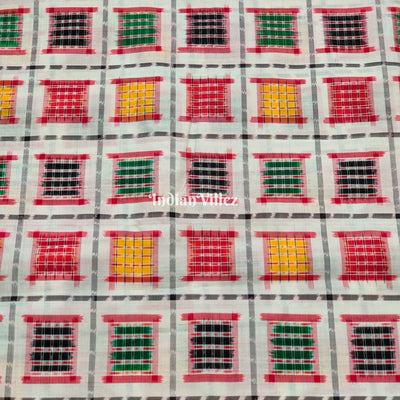 Multicolored Ashwin Theme Sambalpuri Ikat Silk Fabric