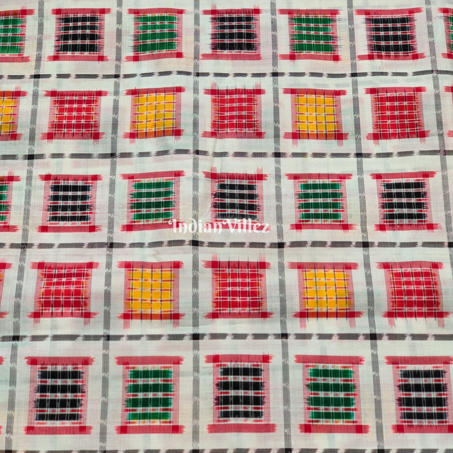 Multicolored Ashwin Theme Sambalpuri Ikat Silk Fabric