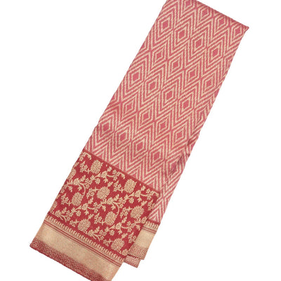 Pink Handloom Kanchipuram Tissue Silk Saree With Diamond Motifs