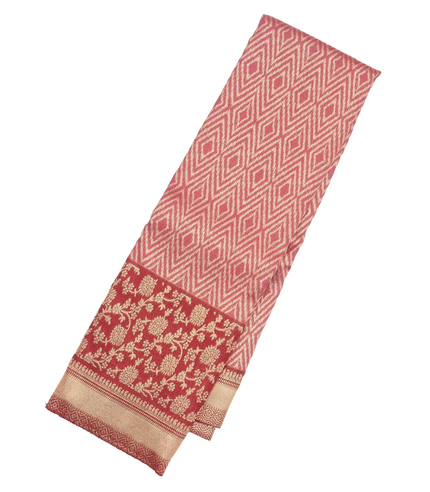 Pink Handloom Kanchipuram Tissue Silk Saree With Diamond Motifs
