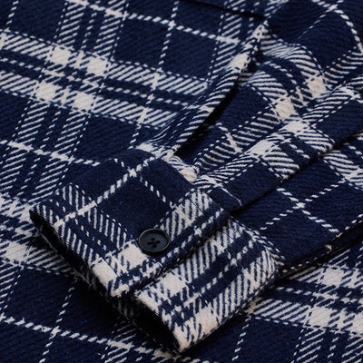 Navy Flannel Checks Overshirt