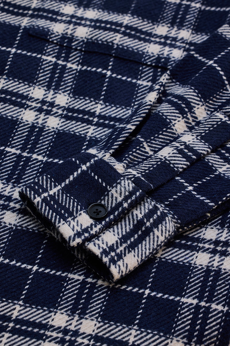 Navy Flannel Checks Overshirt
