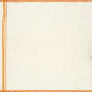 Off White Handloom Bhujodi Cotton Saree With Mustard Stripes