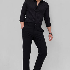 Black Self-Design Shirt