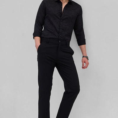 Black Self-Design Shirt