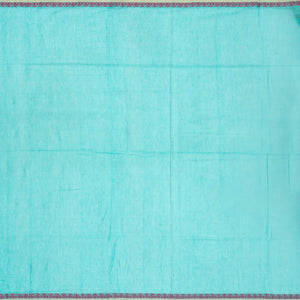 Turquoise Handloom Bengal Cotton Saree With Mango Buttas