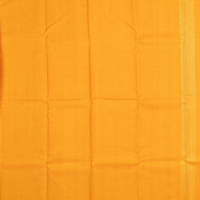 Mustard Handloom Kanchipuram Silk Saree With Zari Stripes