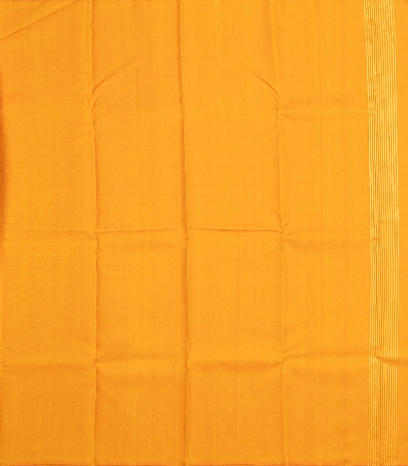 Mustard Handloom Kanchipuram Silk Saree With Zari Stripes