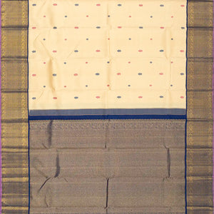 Cream Handloom Kanchipuram Korvai Silk Saree With Silk Buttas