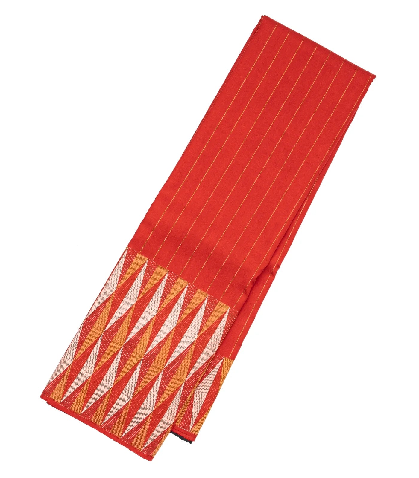 Red Handloom Kanchipuram Silk Saree With Stripes