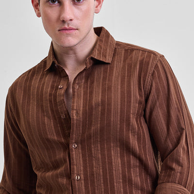 Brown Corduroy Slim Fit Shirt