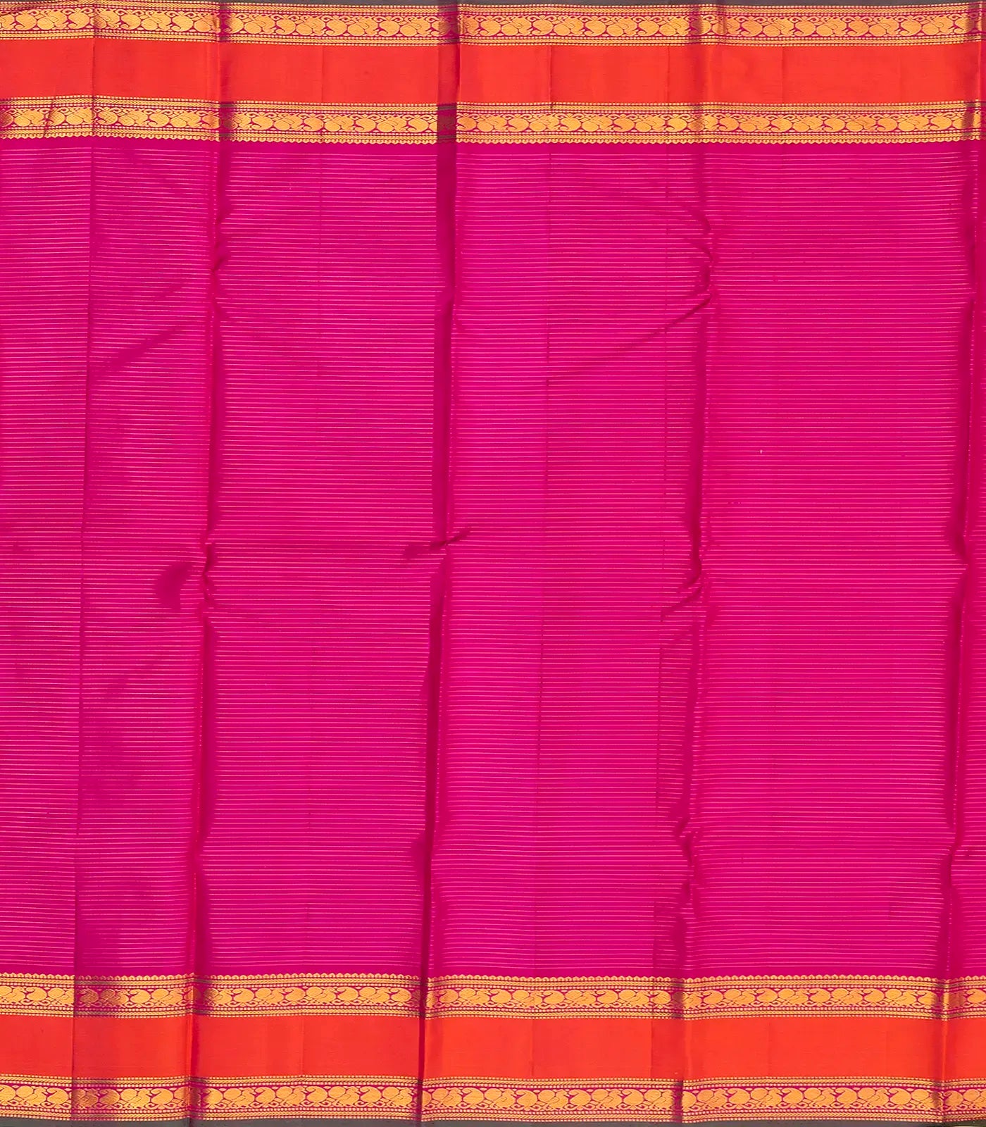 White Handloom Korvai Kanchipuram Silk Saree With Contrast Pink Border