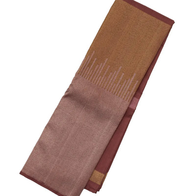 Chestnut Pink Handloom Kanchipuram Silk Saree With Square Buttas