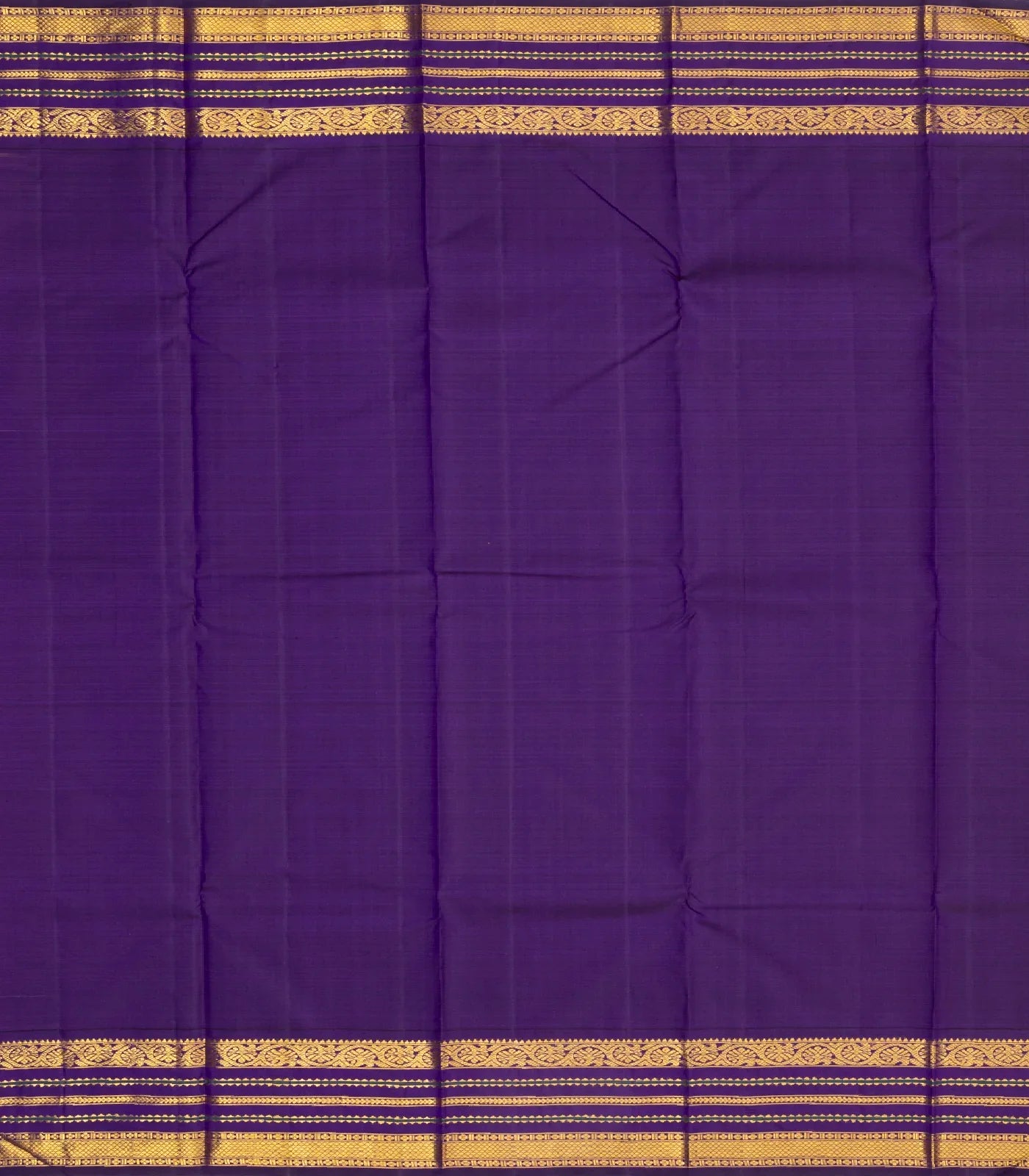 Light Peach Handloom Kanchipuram Korvai Silk Saree With Violet Border