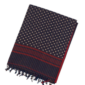 Midnight Blue Handloom Bengal Cotton Saree With Stripes