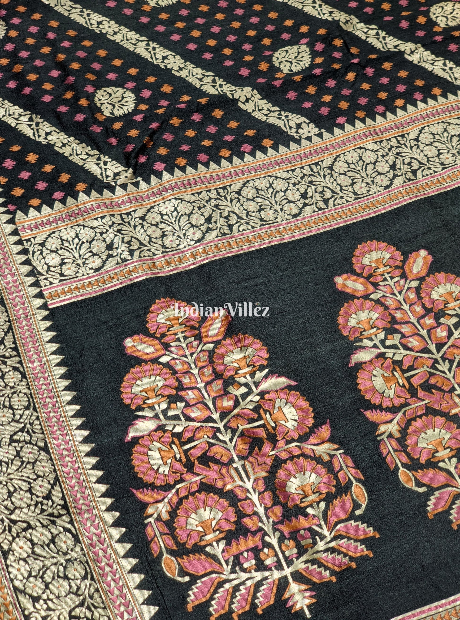 Black Designer Banarasi Tussar Saree