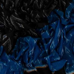 Blue & Black Handloom Orissa Cotton Saree With Tie & Dye Motifs